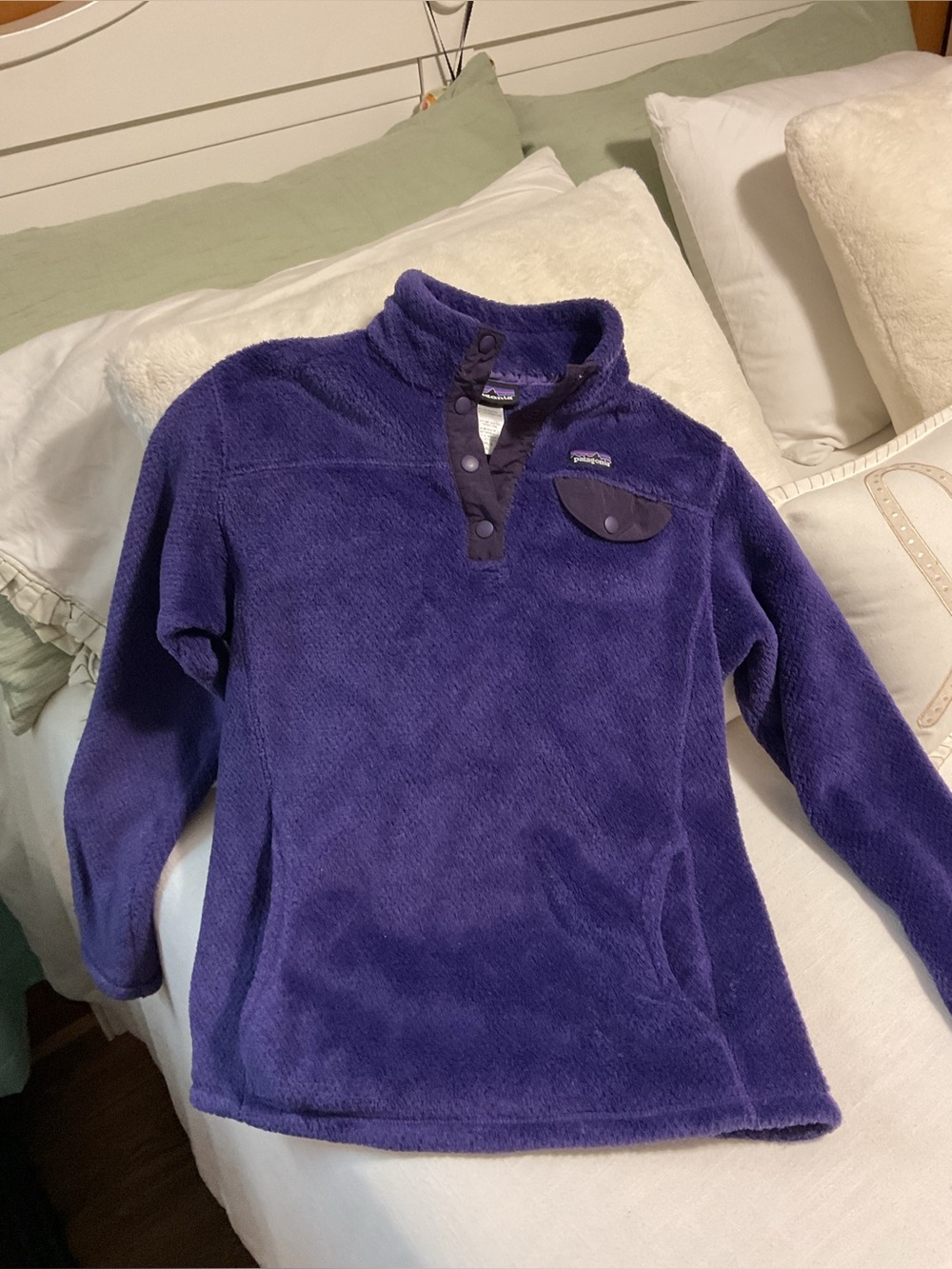 Patagonia Purple Fleece Pullover with Snap Placket